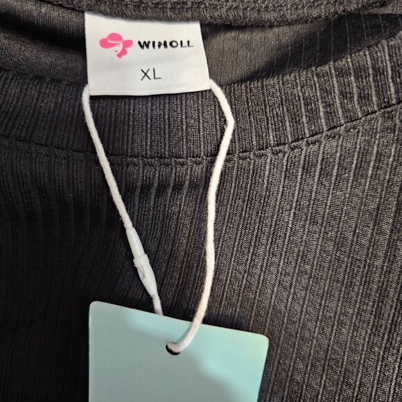 Oversized Shirt Ribbed Knit Round Neck Contrast Color Sweater Womens XL - Picture 4 of 5